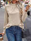 Texture Mock Neck Long Sleeve Blouse