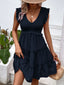 Ruffled V-Neck Cap Sleeve Dress