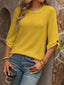 Textured Waffle Knit Three-Quarter Sleeve T-Shirt