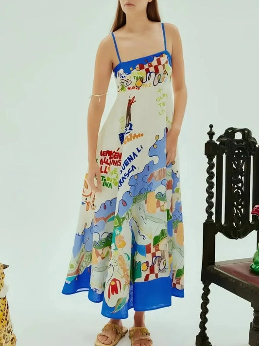 Printed Square Neck Cami Dress