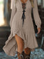 Lace-Up Ruffled Hem High-Low Dress