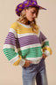 SO ME Mardi Gras Color Striped Raglan Sweater Top