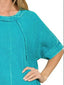 Zenana Washed Double Gauze Exposed Seam Short Sleeve Top