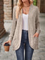 Ribbed Open Front Long Cardigan with Pockets