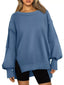Side Slit Long Sleeve Oversized Sweatshirt