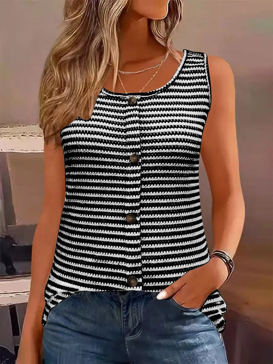 Striped Round Neck Tank Top