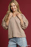 Umgee Oversized Balloon Sleeve Textured Blouse
