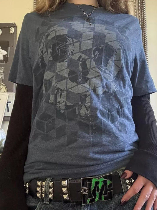 Skull Graphic Round Neck Long Sleeve T-Shirt