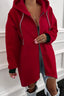 Contrast Cuffed Drop Shoulder Zip Up Hoodie