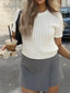 Cable-Knit Short Sleeve Sweater
