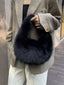 Fluffy Solid Color Handbag