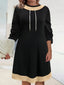 Plus Size Contrast Trim Drawstring Long Sleeve Mini Dress