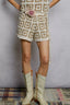POL Elastic Waistband Crochet Shorts with Granny Square Weave