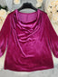 Cowl Neck Long Sleeve Velvet Blouse