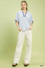 Contrast Collar V-Neck Top