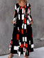 Geometric Print Long Sleeve Maxi Dress