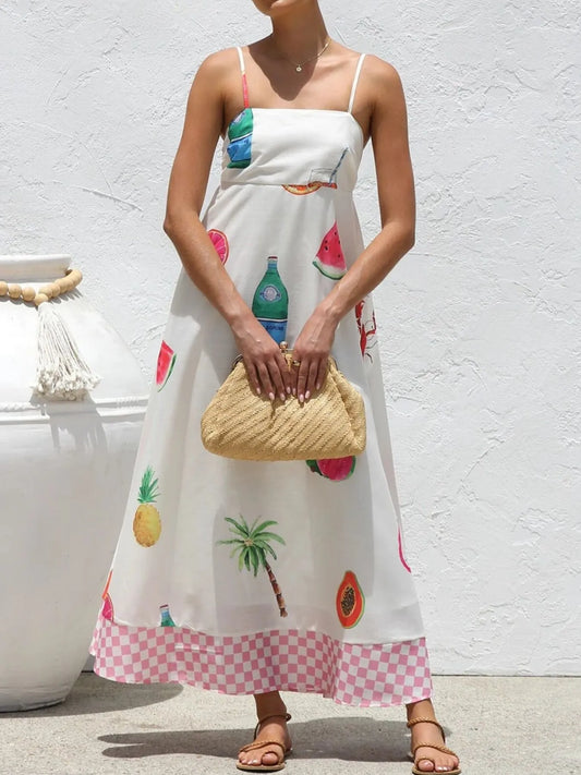 Printed Square Neck Maxi Cami Dress