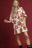 Umgee Two Tone Floral Tie-Neck Babydoll Dress