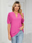 Florira Eyelet Notched Short Sleeve T-Shirt