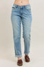 Judy Blue Full Size V-Front Cuff Boyfriend Jeans Plus Size