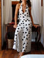Backless Halter Neck Polka Dot Maxi Dress