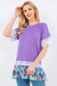 Celeste Full Size Lace Trim Short Sleeve Top Plus Size