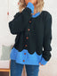 Button-Front Contrast Trim Cardigan