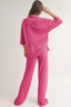 Solid Color Textured Buttoned Shirt and Casual Pants Set