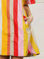 BiBi Multi Stripe Woven Flared Midi Dress