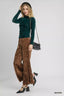 Umgee Velvet Pleated Wide Leg Pants
