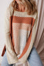 Openwork Color Block Long Sleeve Sweater
