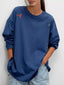 Embroidered Crew Neck Long Sleeve Sweatshirt