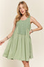 ADORA Decorative Button Sleeveless Babydoll Dress