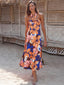 Printed Halter Neck Midi Cami Dress