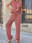 Ribbed Exposed Seam Top and Pants Set