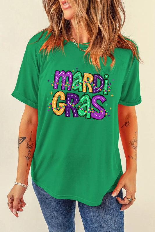 MARDI GRAS Delightful Letter Graphic T Shirt