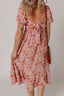 Floral Square Neck Knotted Ruffle Midi Dress