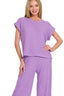 Zenana Rolled Sleeve Top and Pants Sweater Set
