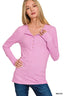 Zenana Ribbed Long Sleeve Half Button Top