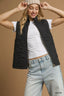 Umgee Quilted Floral Zip Up Vest with Pockets