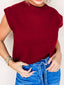 Solid Color Crew Neck Knit Cap Sleeve Sweater