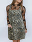 Leopard Print Denim Overall Dress