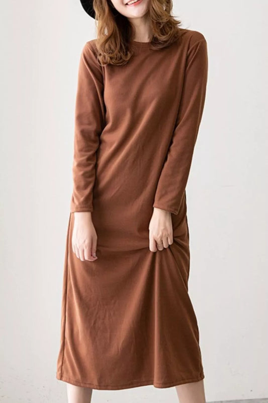 Casual Long Sleeve Midi Dress