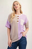Celeste Full Size Rib Contrast Short Sleeve T-Shirt Plus SIze