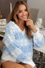 BiBi Hashtag Grid Textured V-Neck Sweater