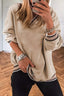 Casual V-Neck Striped Trim Pullover