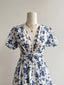 Floral Print V-Neck Puff Sleeve Dress
