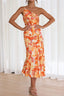 Ruched Printed Single Shoulder Midi Dress