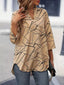 Notched 3/4 Sleeve Blouse