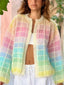 Rainbow Plaid Open Front Cardigan